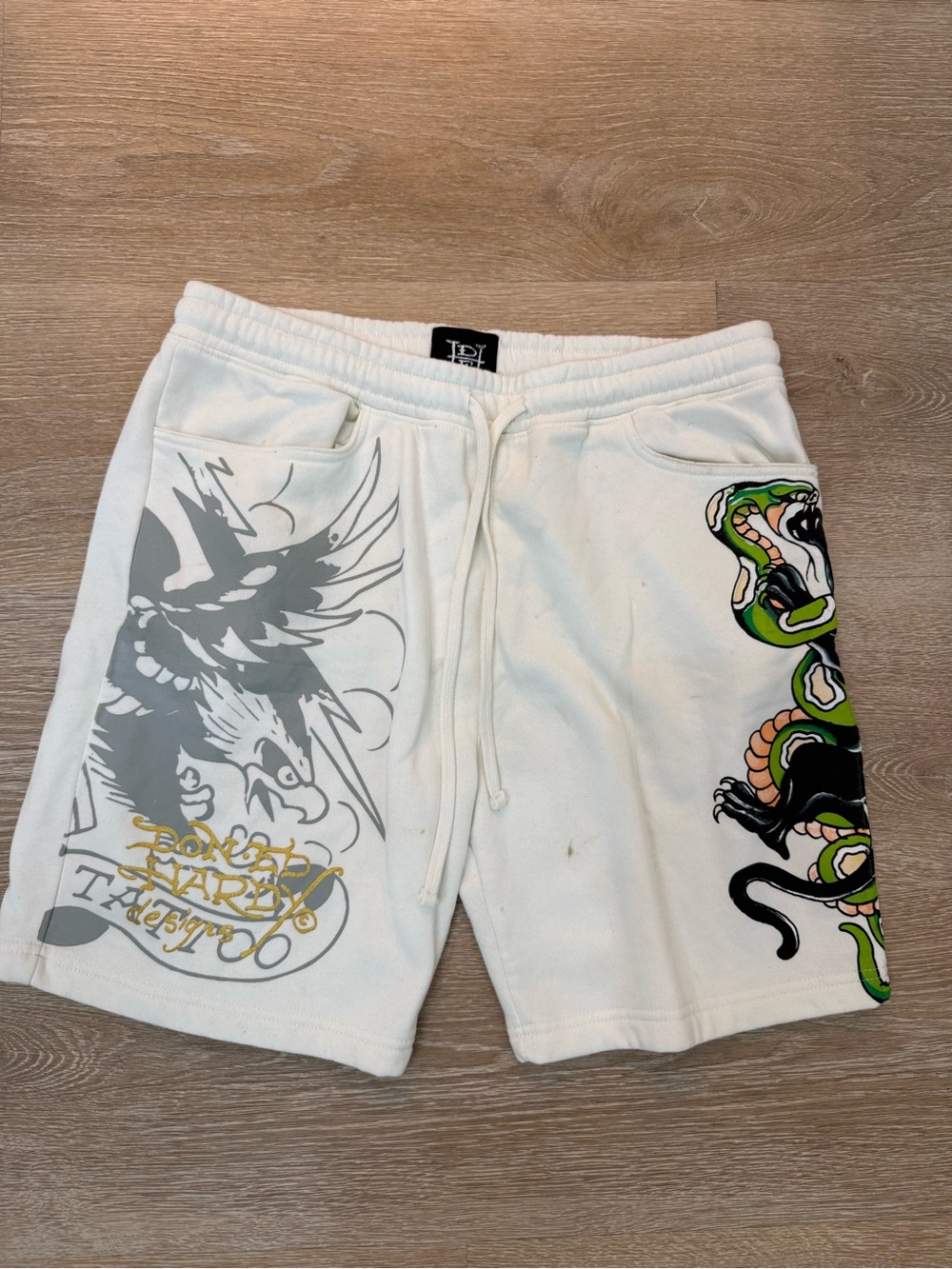 Ed Hardy Tattoo Graphic Fleece Shorts Eagle Snake Panther Mens L